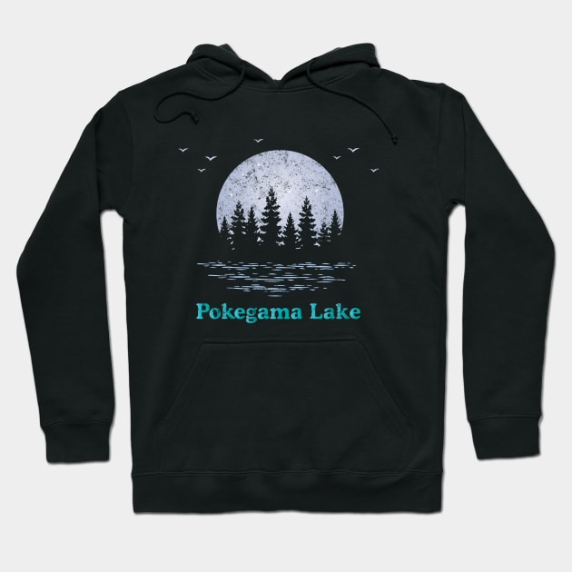 Pokegama Lake Moon Stars Trees Outdoors Hoodie by Pine Hill Goods